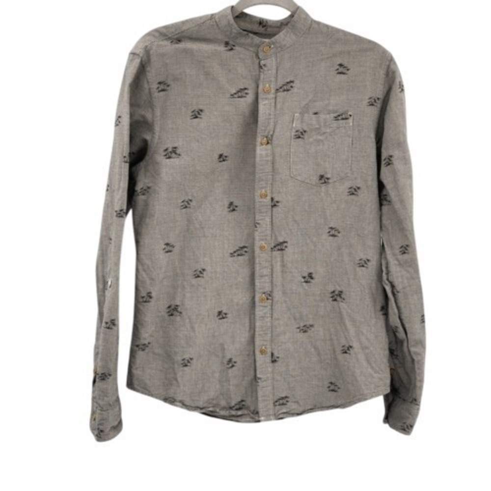Scotch & Soda Button Down Shirt Paradise Men Small Brown Linen Cotton Banded